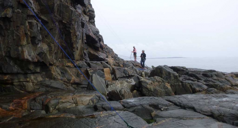 high schoolers rock climb in maine